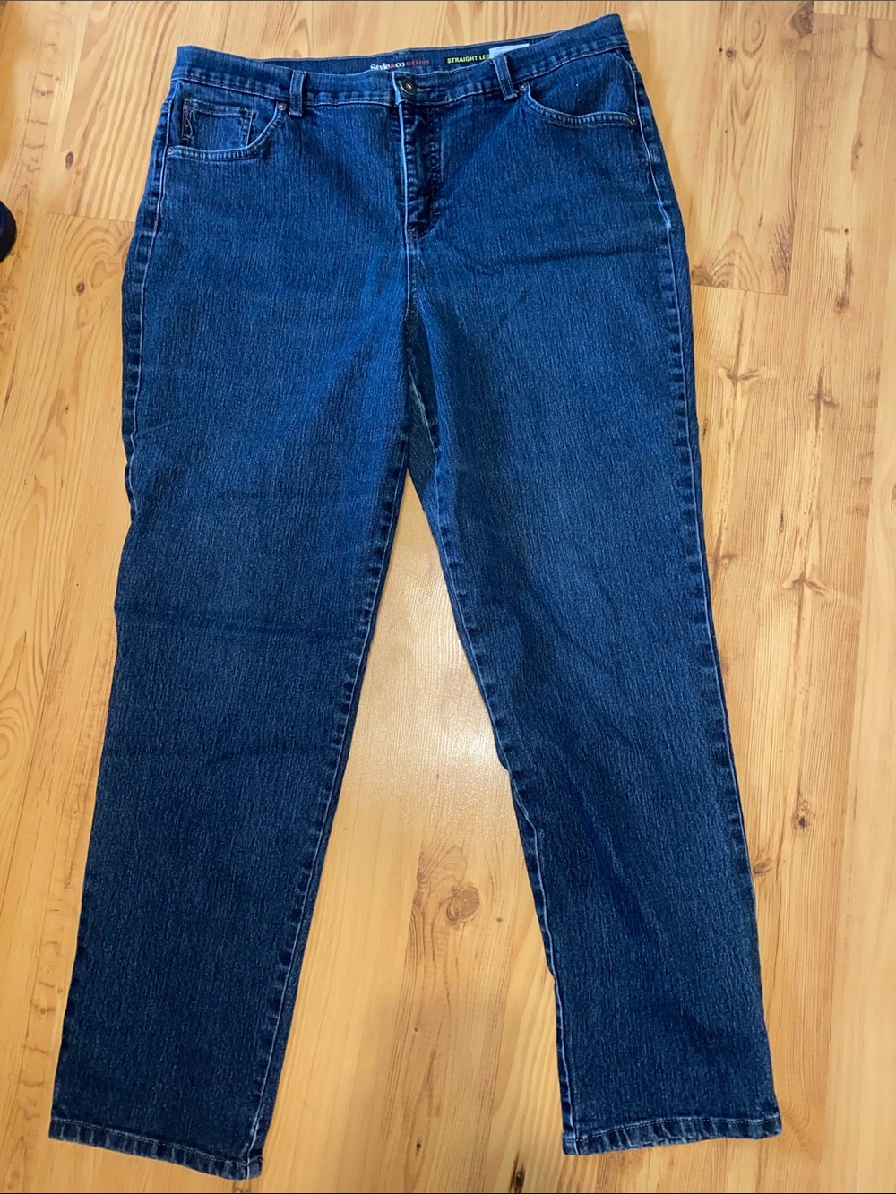 Style & Co. Women's Straight-Leg Jeans in Dark Blue Denim